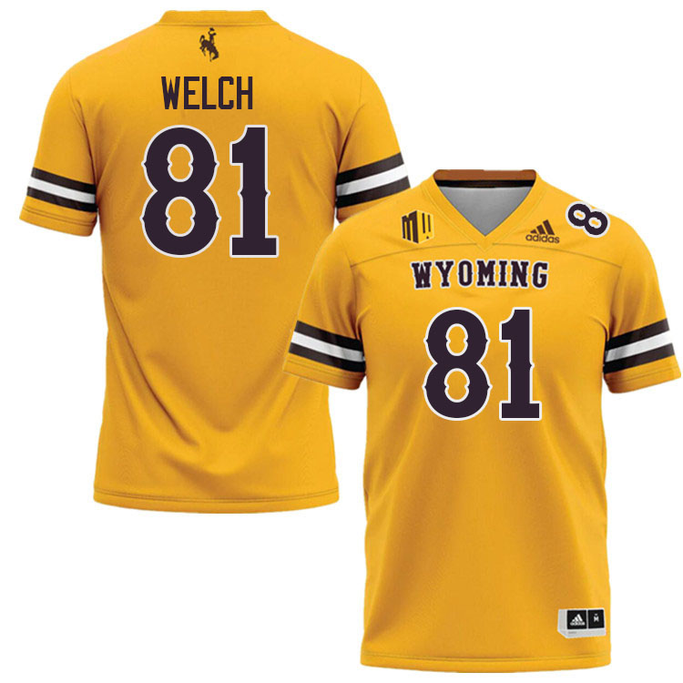 #81 Treyton Welch Wyoming Cowboys Jersey College Football Uniforms,Gears,Jerseys-Gold